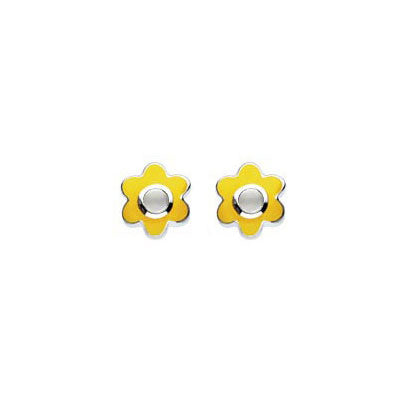 Kids Sterling Silver Simulated Birthstone Flower Stud Earrings For Girls