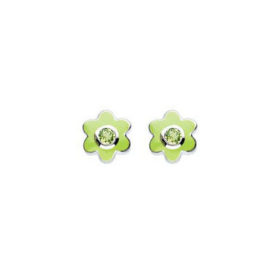 Kids Sterling Silver Simulated Birthstone Flower Stud Earrings For Girls