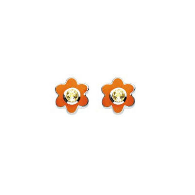 Kids Sterling Silver Simulated Birthstone Flower Stud Earrings For Girls