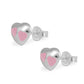Girl's Sterling Silver Red/Purple/Pink Enameled Heart Stud Earrings