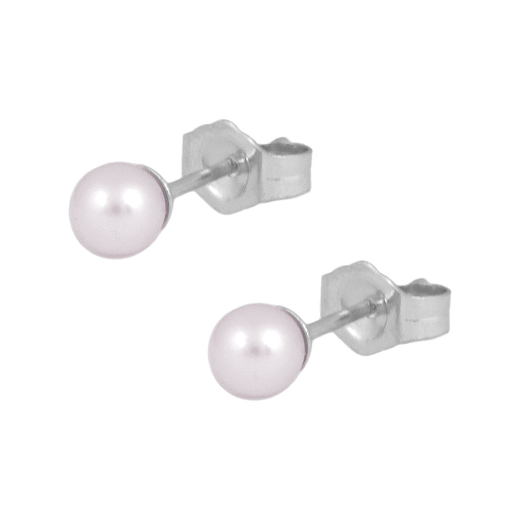 Sterling Silver 5MM White Or Pale Pink Cultured Pearl Stud Earrings for Girls 1