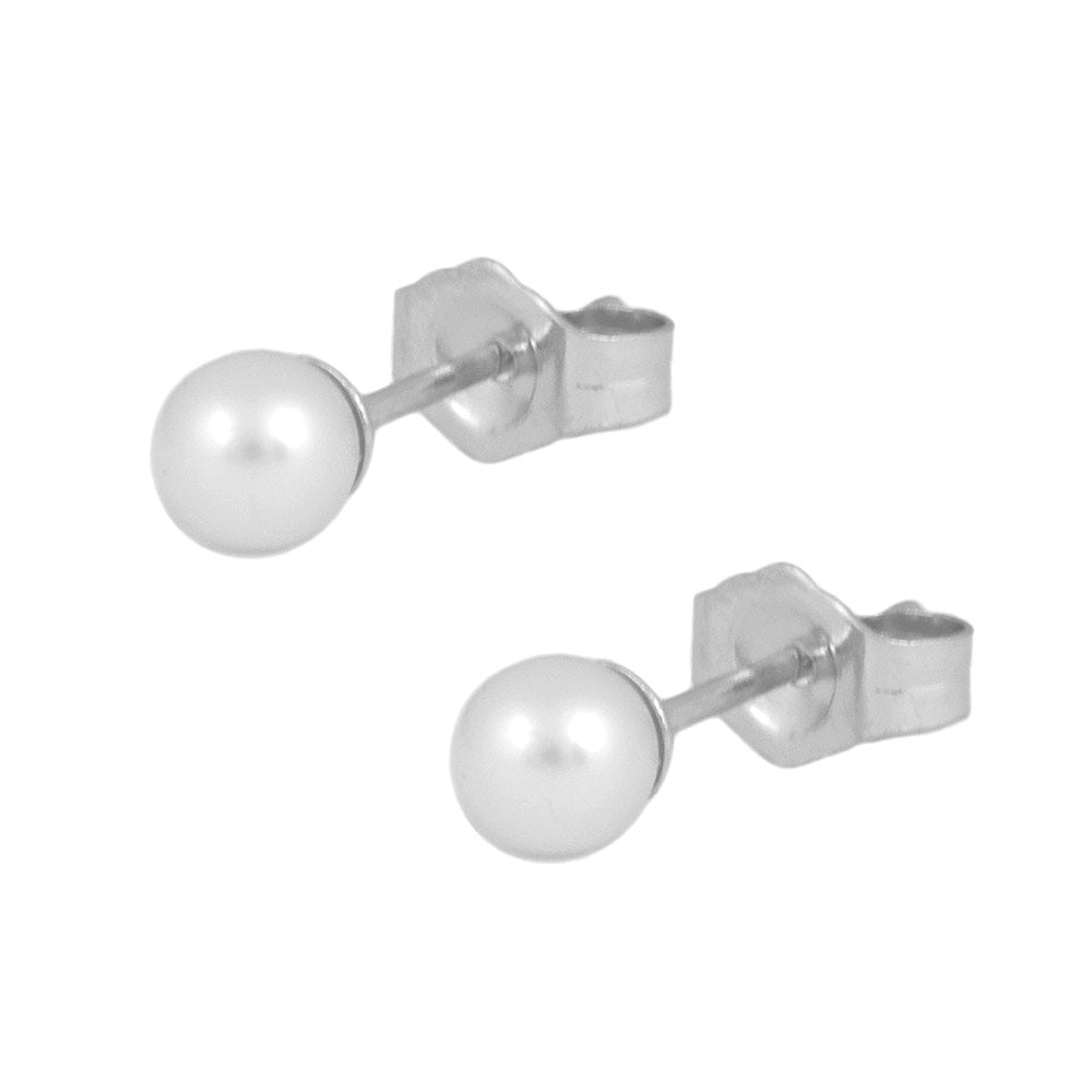 Sterling Silver 5MM White Or Pale Pink Cultured Pearl Stud Earrings for Girls