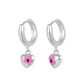 Sterling Silver Simulated Birthstone Flower Heart Hoop Girls Earrings 1