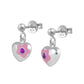 Sterling Silver Simulated Birthstone Flower Heart Dangling Girls Earrings 1