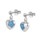 Sterling Silver Simulated Birthstone Flower Heart Dangling Girls Earrings