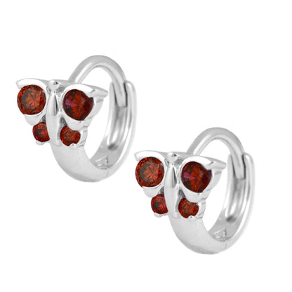 Girl's Jewelry - Sterling Silver Butterfly Birthstone Hoop Earrings