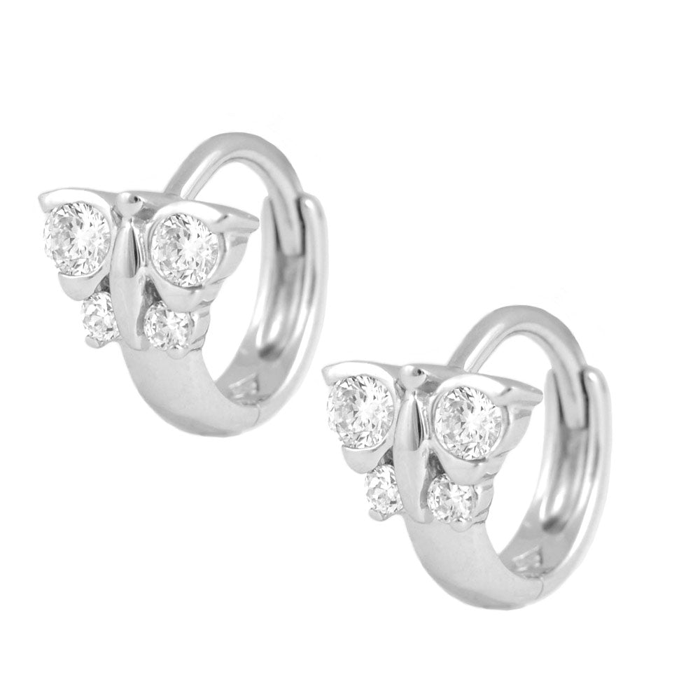 Girl's Jewelry - Sterling Silver Butterfly Birthstone Hoop Earrings