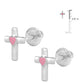 Kids Jewelry - Sterling Silver Pink Heart Cross Screw Back Earrings 2