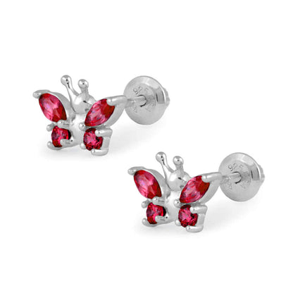 Whimsical Butterfly Stud Earrings with Cubic Zirconia in Sterling Silver - Theo Grace Whimsical Butterfly Stud Earrings with Cubic Zirconia in Sterling Silver - Theo Grace