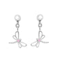 Silver Young Girl's Dangling Dragonfly Earrings With Pink Sapphire 1