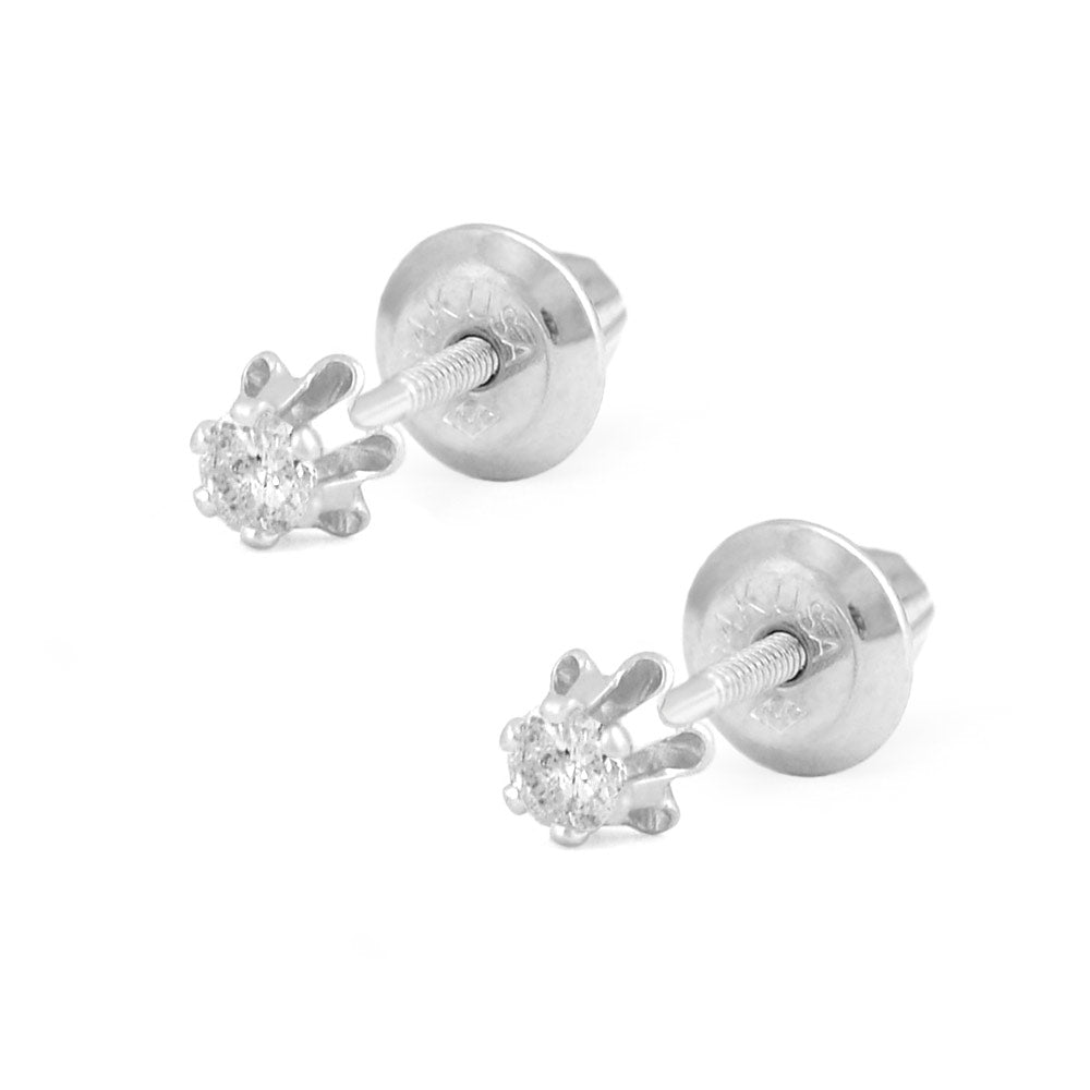 Girl's Jewelry - 14K Gold 0.08 Or 0.14 CTW Diamond Screw Back Earring –
