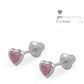 Kids 14K White Gold Pink C.Z. Heart Screw Back Earrings For Girls 2