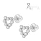 14K White Gold C.Z. Open Heart Screw Back Earrings For Children & Teenagers 2