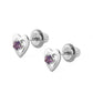 14K White Gold Heart Birthstone Screw Back Stud Earrings For Girls