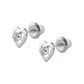 14K White Gold Heart Birthstone Screw Back Stud Earrings For Girls