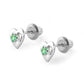 14K White Gold Heart Birthstone Screw Back Stud Earrings For Girls