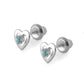 14K White Gold Heart Birthstone Screw Back Stud Earrings For Girls