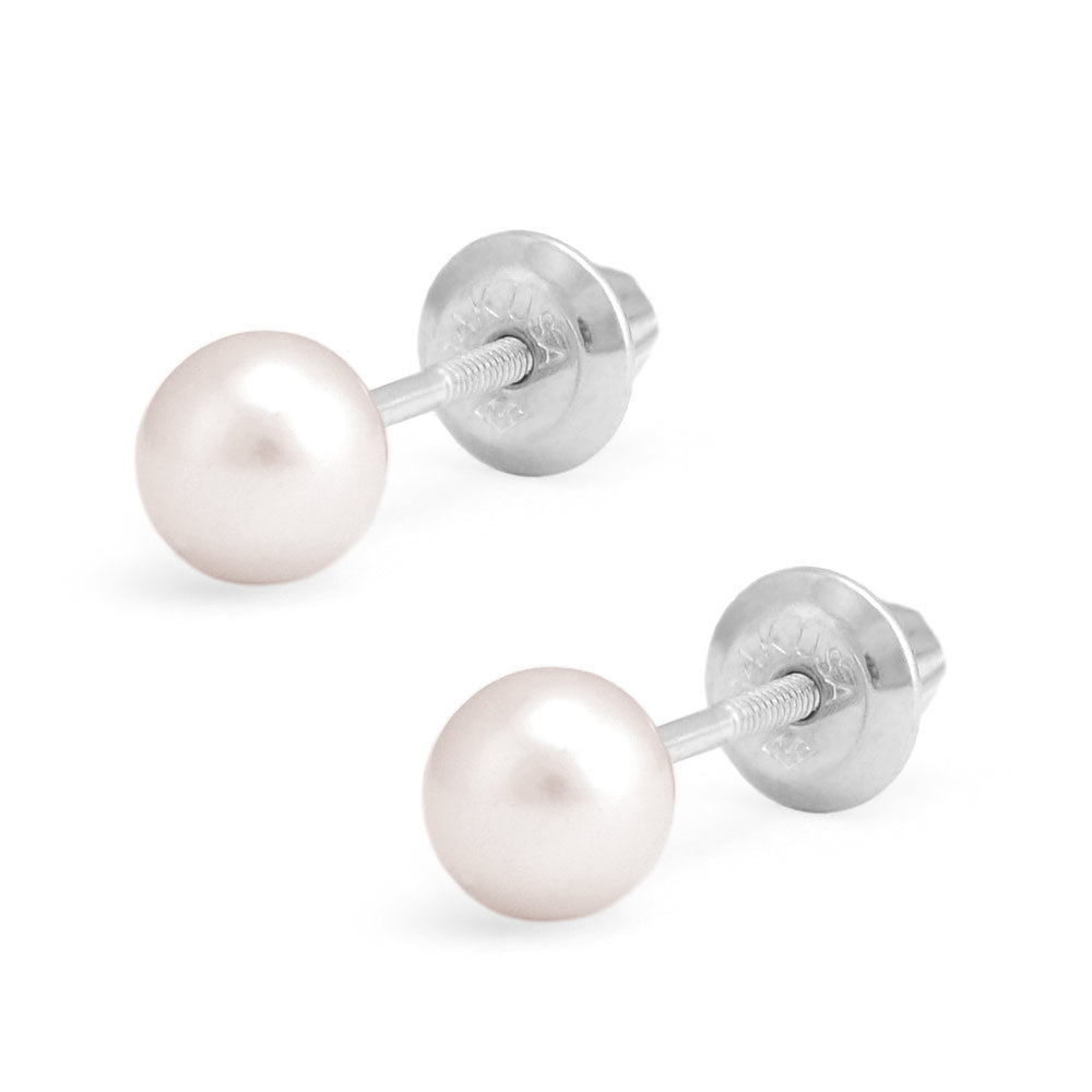 4mm Pearl Screw Back Earrings in Sterling Silver | Jewelry Vine