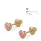 Kids 14K Yellow Gold Pink C.Z. Heart Screw Back Earrings For Girls