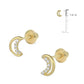 Children Jewelry - 14K Yellow Gold Crescent Moon Screw Back Earrings 2