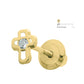 Children 14K Yellow Gold White CZ Cross Screw Back Earrings For Girls 2