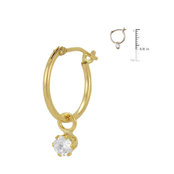 Child & Teen Jewelry - 14K Yellow Gold Round CZ Girls Hoop Earrings –