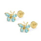Girls 14K Yellow Gold Birthstone Butterfly Screw Back Earrings