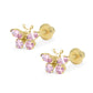Girls 14K Yellow Gold Birthstone Butterfly Screw Back Earrings