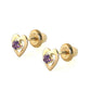 14K Yellow Gold Heart Birthstone Screw Back Stud Earrings For Girls