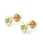 14K Yellow Gold Heart Birthstone Screw Back Stud Earrings For Girls 1