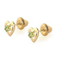 14K Yellow Gold Heart Birthstone Screw Back Stud Earrings For Girls