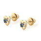 14K Yellow Gold Heart Birthstone Screw Back Stud Earrings For Girls