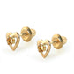 14K Yellow Gold Heart Birthstone Screw Back Stud Earrings For Girls