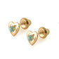 14K Yellow Gold Heart Birthstone Screw Back Stud Earrings For Girls