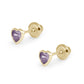 Girl's 14K Yellow Gold Simulated Birthstone Heart Shape Screw Back Stud Earrings