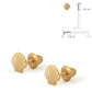 Girl's Jewelry - 14K Yellow Gold Seashell Screw Back Stud Earrings 2