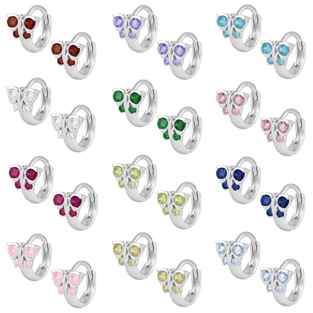 Girl's Jewelry - Sterling Silver Butterfly Birthstone Hoop Earrings 2