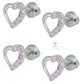 Girl's Sterling Silver Pink/White Cubic Zirconia Open Heart Screw Back Stud Earrings 2