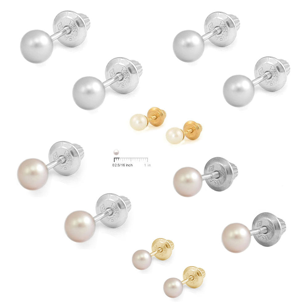 Jewelry For Girls Of All Ages - Cultured Pearl Screw Back Stud Earrings 2