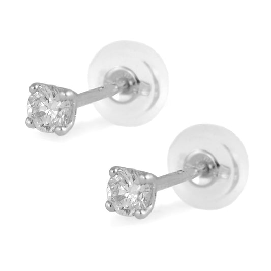 18K White Or Yellow Gold 0.20 Carat Diamond Silicone Back Earrings For Girls 1