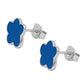 Kid & Teenager Jewelry - Silver Blue Enameled Flower Earrings 1