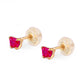 Baby 14K Yellow Gold Ruby C.Z. Butterfly Stud Earrings 1