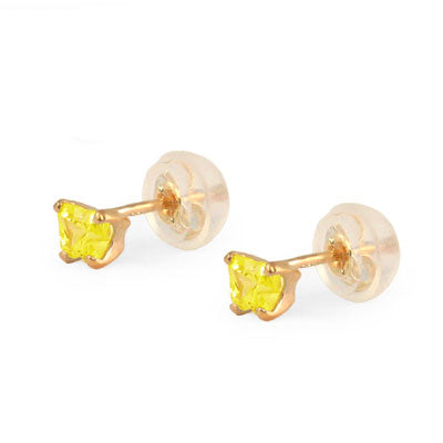 Baby 14K Yellow Gold Citrine C.Z. Butterfly Stud Earrings 1
