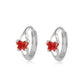 Baby 14K White Gold Huggie Hoop Earrings With Garnet C.Z. Butterfly 1