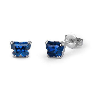 Children 14K White Gold Sapphire C.Z. Butterfly Stud Earrings 1