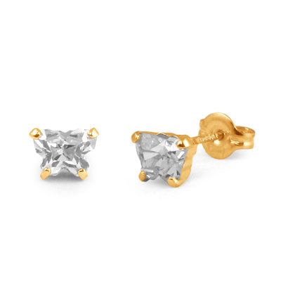 Children 14K Yellow Gold Cubic Zirconia Butterfly Stud Earrings 1