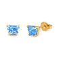 Children 14K Yellow Gold Blue Topaz C.Z. Butterfly Stud Earrings 1