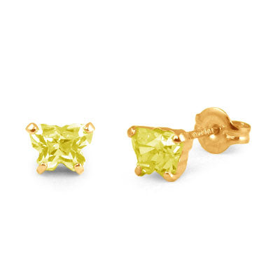 Children 14K Yellow Gold Citrine C.Z. Butterfly Stud Earrings 1