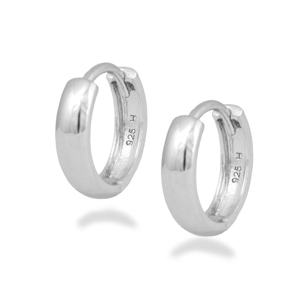 Children's Sterling Silver Plain Huggie Hoop Earrings For Girls 1