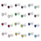 Little Girls Silver Birthstone Silicone Back Heart Shaped Earrings 2